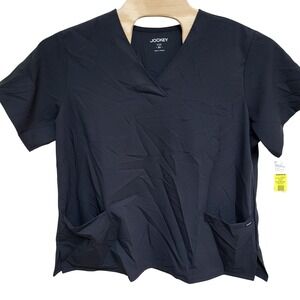 Jockey Womens Size 2X Black V Neck Scrub Top Short Sleeve Pockets NWY